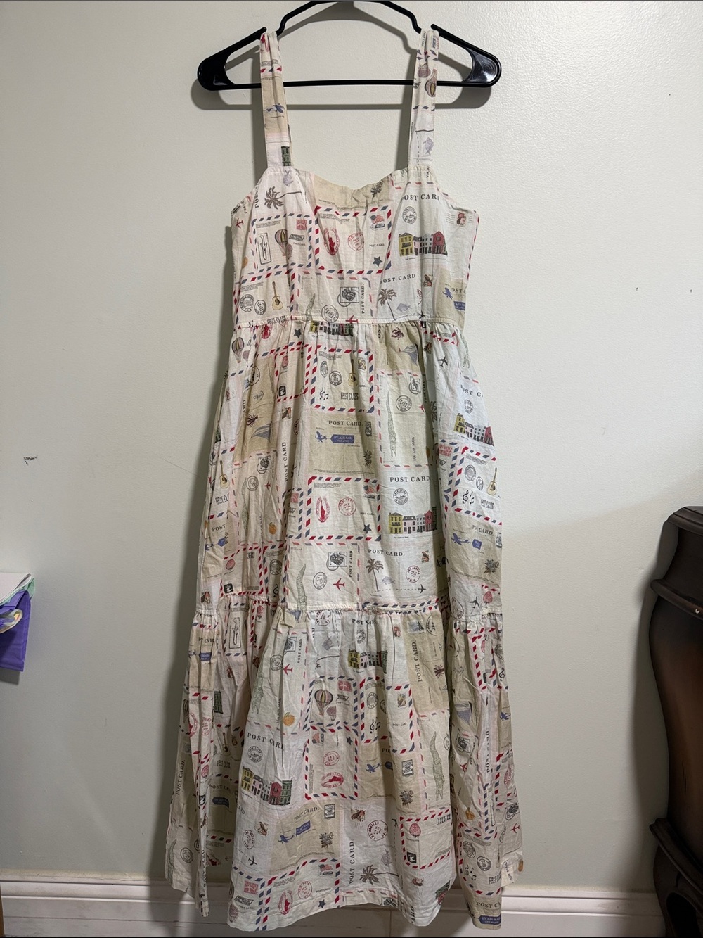 Pink Chicken Post Card Dress with Pockets Size Small